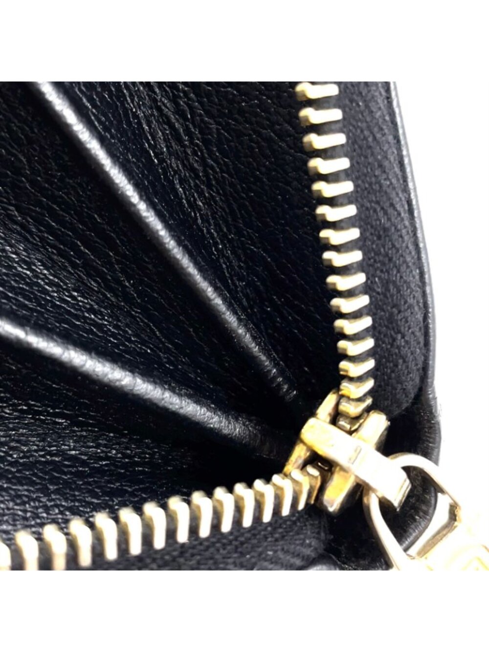 Saint Laurent YSL Logo Bel de Jour Zip Around Leather Black Wallet Gold - Picture 15 of 15